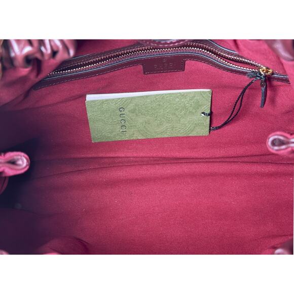 GUCCI Deco Medium Bordeaux Burgundy Quilted Leather Hobo Tote Chain Shoulder Bag - Picture 7 of 12